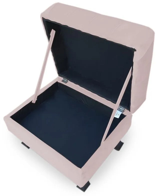Puff Baú Decorativo Capitonê Luis XV 50x40cm Veludo Rosê - Sheep Estofados - Rosa
