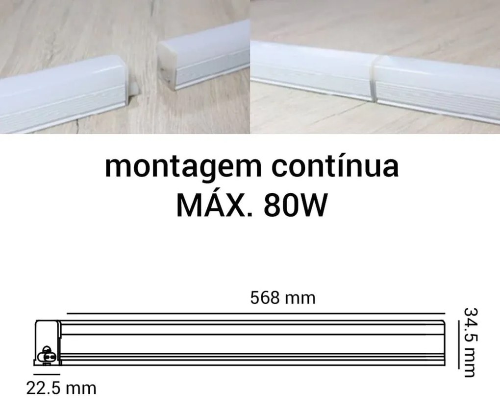 Luminária Linea Slim T5 8W Led 3000K Bivolt 56,8X3,5X2,2Cm | Opus Eco...