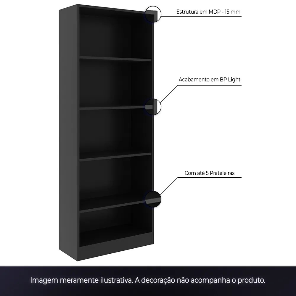 Armário Prateleiras para Escritório Home Office Gamer ME4141 MDP Preto/Preto G69 - Gran Belo