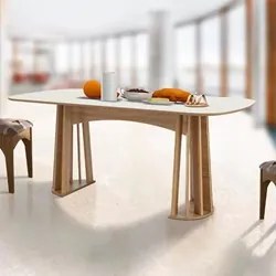 Mesa De Jantar Retangular 6 Lugares Lanna D01 Off White/Freijó - Mpoze