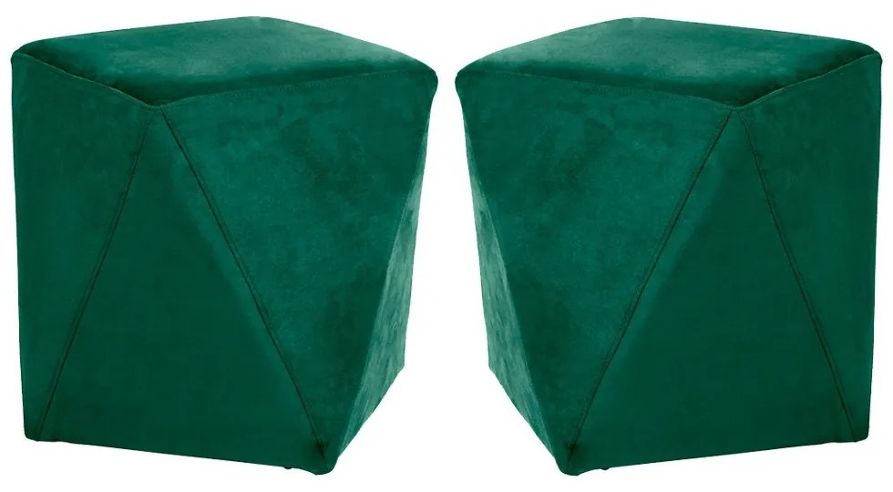 Kit 02 Puffs Decorativo Sala de Estar Blois Veludo Verde G15 - Gran Belo