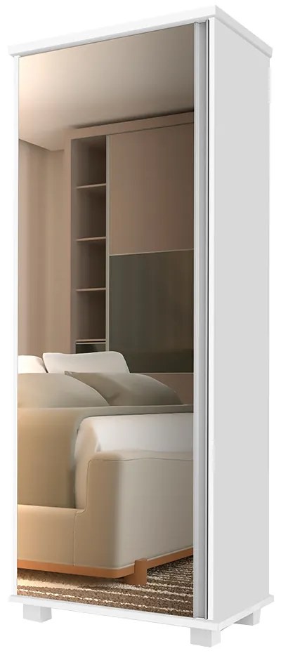 Armário Organizador com Espelho 1 Porta Hawking Branco G37 - Gran Belo
