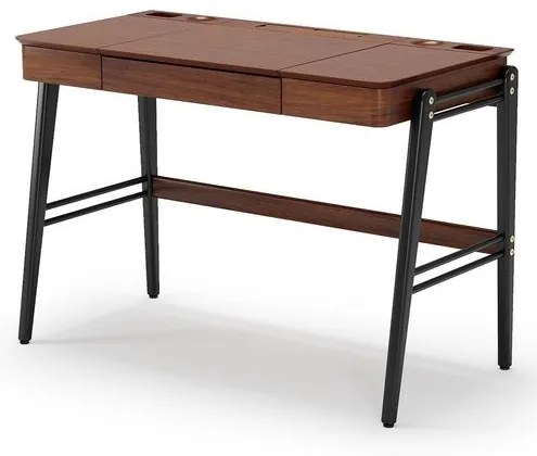 Escrivaninha Joy com 2 Divisorias e 1 Gaveta cor Castanho e Pes Pretos 112 cm - 73115 Sun House