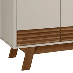 Balcão Buffet 160cm 4 Portas Pés Retrô Luzzo L06 Freijó/Off White - Mp