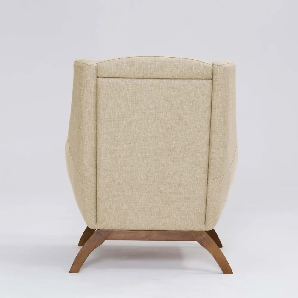 Poltrona Decorativa Mildred D07 Pés Madeira Linho Marfim - D'Rossi
