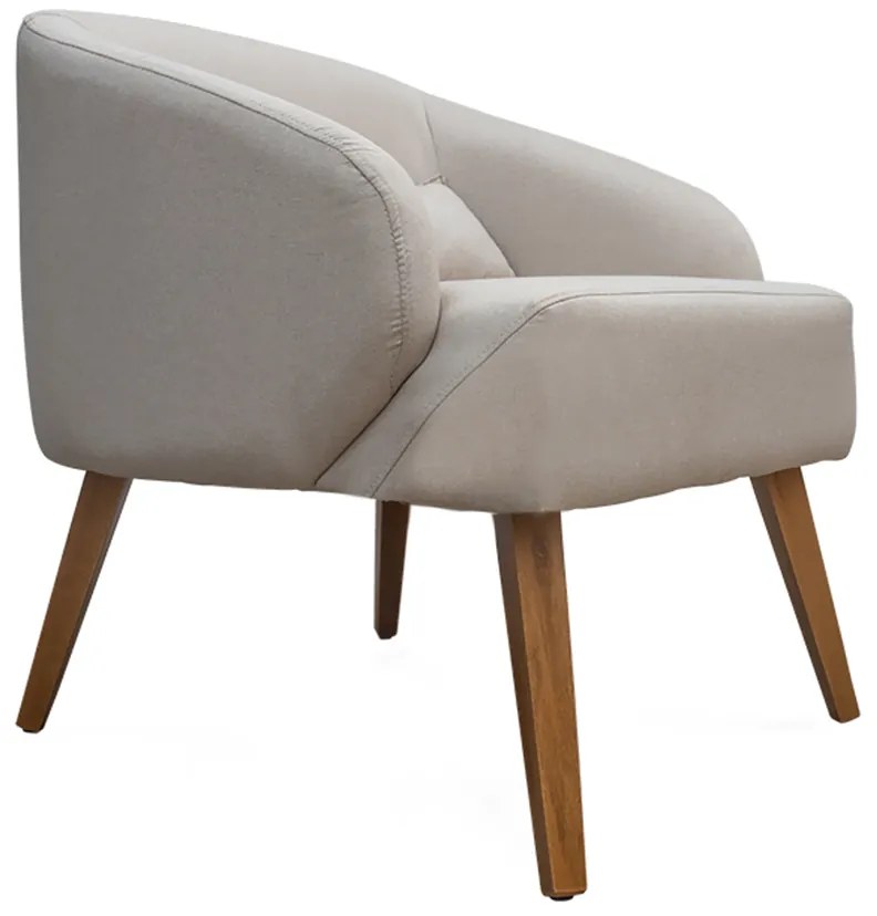 Poltrona Decorativa Lara Pés de Madeira Suede Bege - Sheep Estofados - Bege