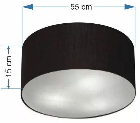 Plafon Cilíndrico Md-3057 Cúpula em Tecido 55x15cm Preto - Bivolt