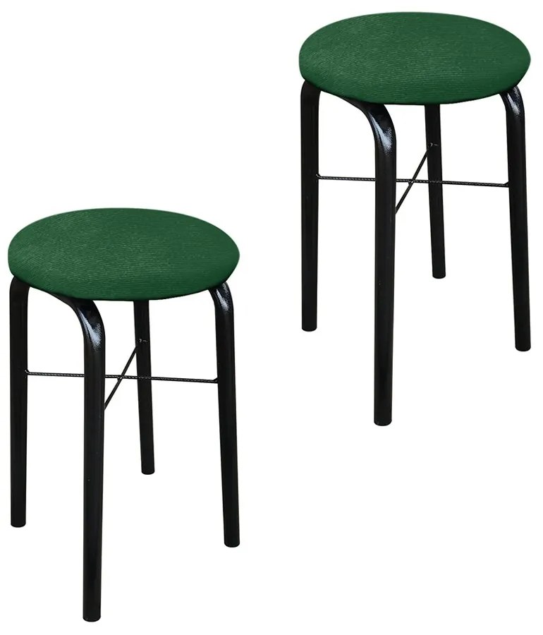 Kit 02 Banquetas Baixa Manu Suede - Verde