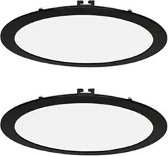 Kit 2 Plafons LED Embutir Preto Redondo 24W