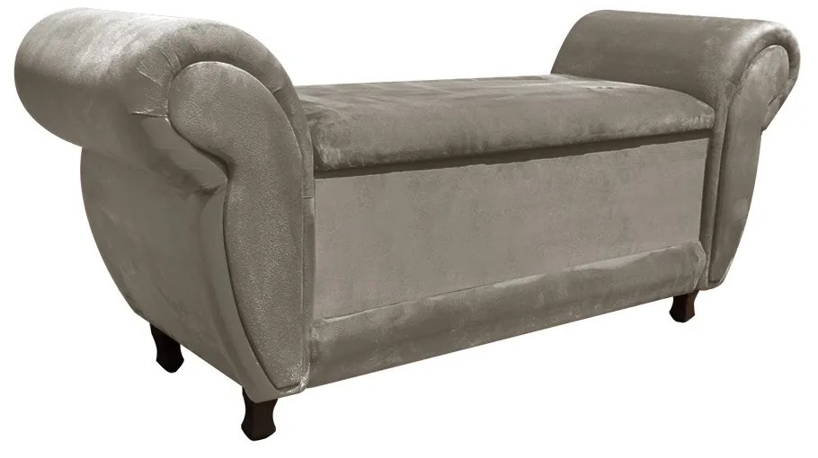 Recamier com Baú Itália Namoradeira Calçadeira Suede M11 - D'Rossi - Marrom Rato