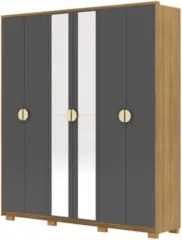 Guarda Roupa Casal 203cm Com Espelho Leo Nature/Alasca V02 - Mpozenato