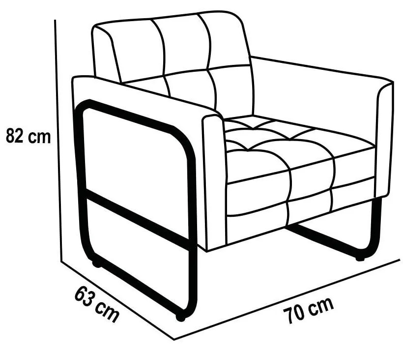 Poltrona Sala Industrial Alta Tubo Preto Elisa Bouclê D03 - D'Rossi - Rose