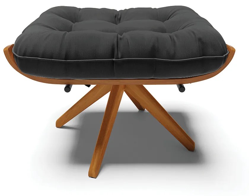 Puff Giratório Costela Suede Base de Madeira MA30 M11 - D'Rossi - Preto