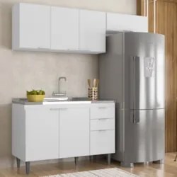 Armário de Cozinha CP03 Com Pia 120cm Pérola Z34 Branco     - Mpozenat