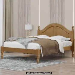 Cama Casal 140cm Com Cabeceira Pé Madeira Eduarda Freijó F07 - Mpozena
