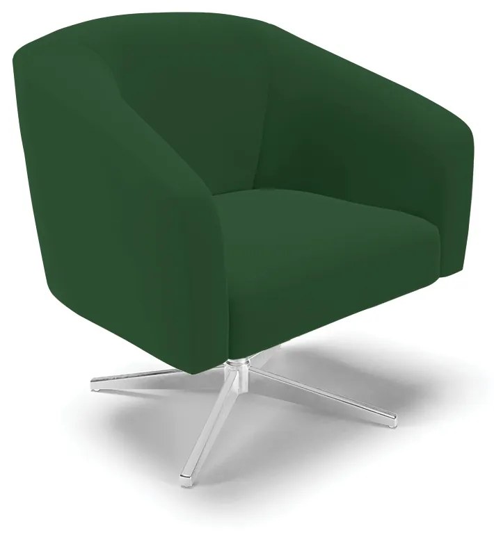 Poltrona Decorativa Giratória Cromada Kit 2 Stella Veludo D03 - D'Rossi - Verde