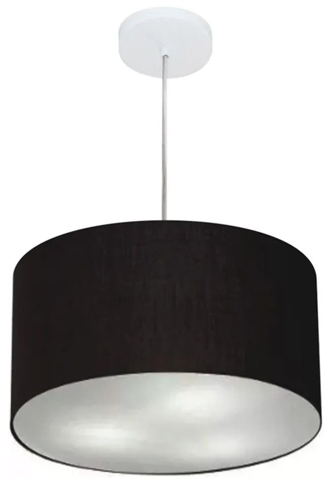 Lustre Pendente Cilíndrico Md-4244 Cúpula em Tecido 40x25cm Preto - Bivolt
