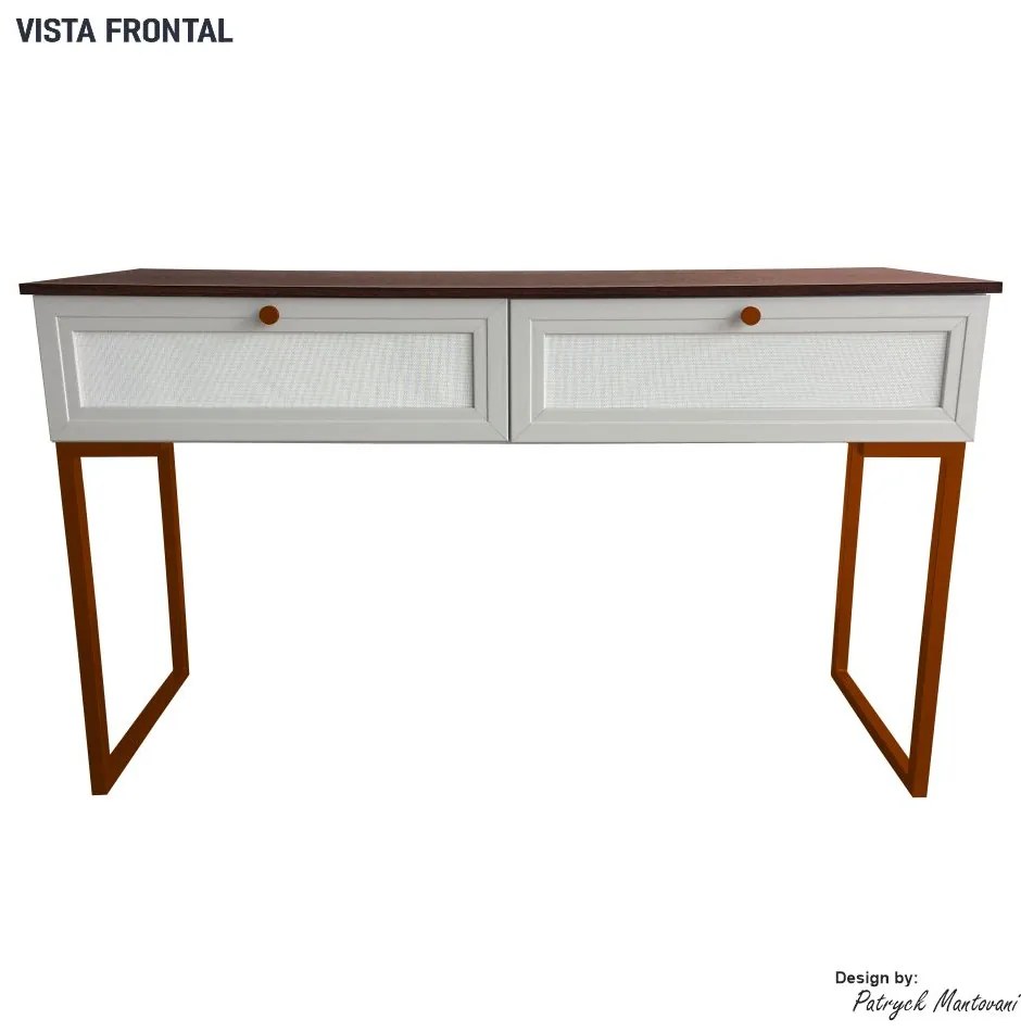 Aparador com Pé de Ferro Iron 136cm Imbuia/Bege/Cobre - Vizzato - Bege