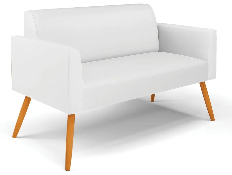 Sofá Namoradeira com 2 Poltronas Pés Palito Castanho Marisa Corino D03 - DRossi - Branco