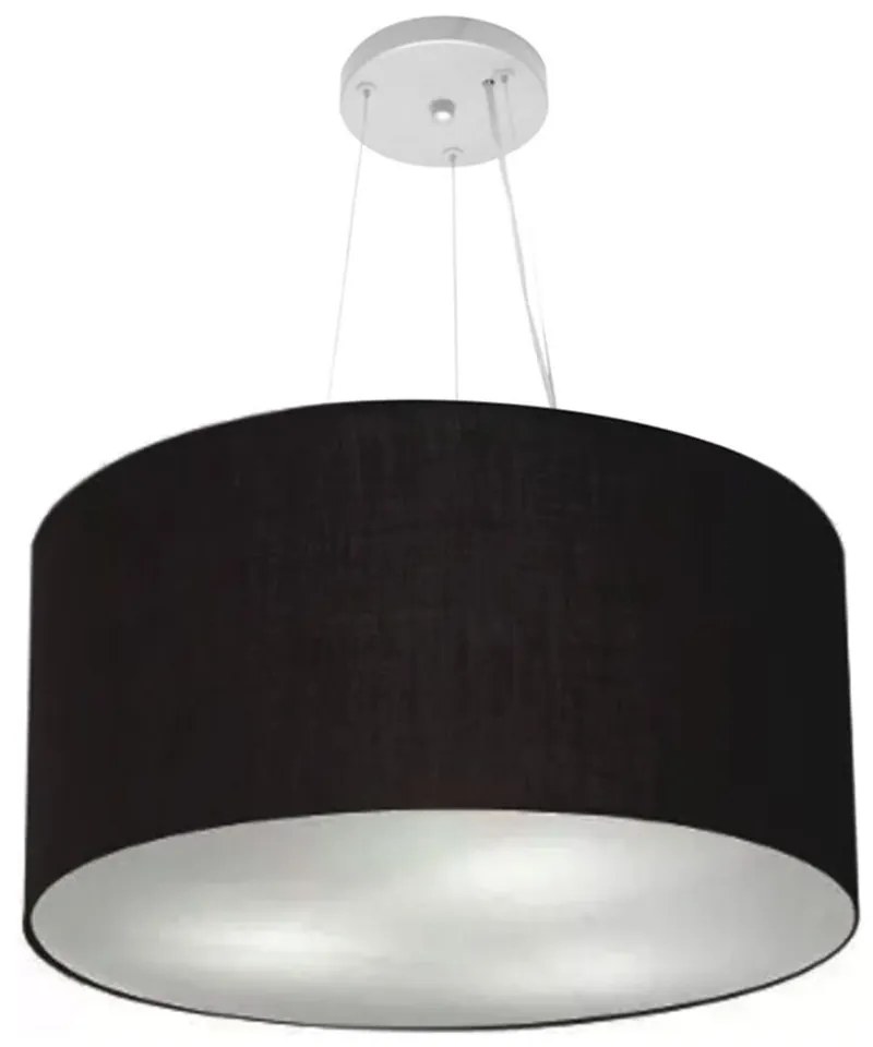 Lustre Pendente Cilíndrico Md-4189 Cúpula em Tecido 50x30cm Preto - Bivolt