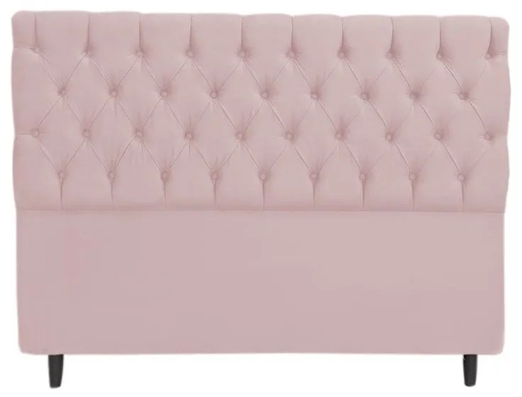 Cabeceira com Calçadeira Baú Casal 140cm Nicole Suede Rosa Bebê - Sheep Estofados - Rosa