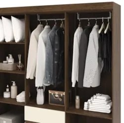 Guarda Roupa Solteiro 154cm Com Espelho Mayra Imbuia/Champanhe V02 - M