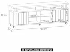 Rack Bancada de TV 70 Pol 180cm Briz H01 Castanho/Off White - Mpozenat