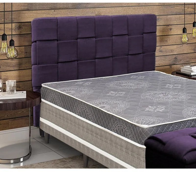 Cabeceira Cama Box Casal Queen 160 cm Ravena Veludo Roxo - Simbal - Violeta escuro