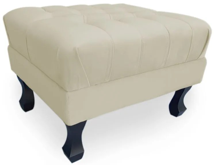 Puff Baú Decorativo Luis XV Capitonê 60x50cm Suede Bege - Sheep Estofados - Bege