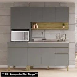 Armário de Cozinha 3 Peças Balcão 120cm sem Tampo Lina03 Z06 Gris/Frei