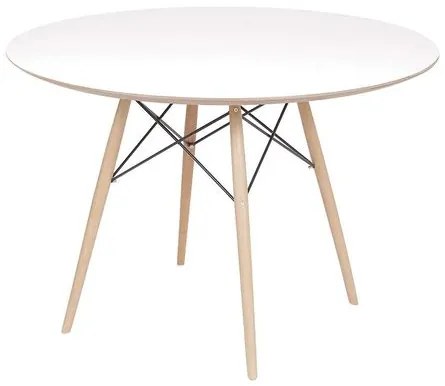 Mesa Charles Eames Completa Tampo Redondo Branco Base Madeira Clara 110cm - 51773 Sun House