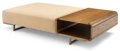 Mesa de Centro Com Puff Carvalho Amêndoa Tecido Linho Rose - 77243 Sun House