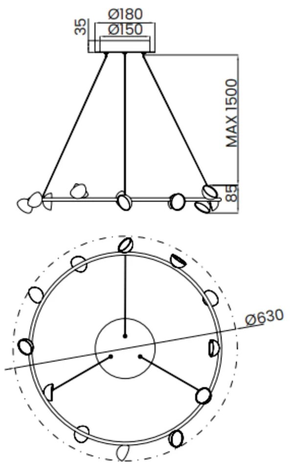 Pendente Mezzo Ø63X8,5Cm Led 39W 3000K Bivolt Alumínio Dourado - Usina...