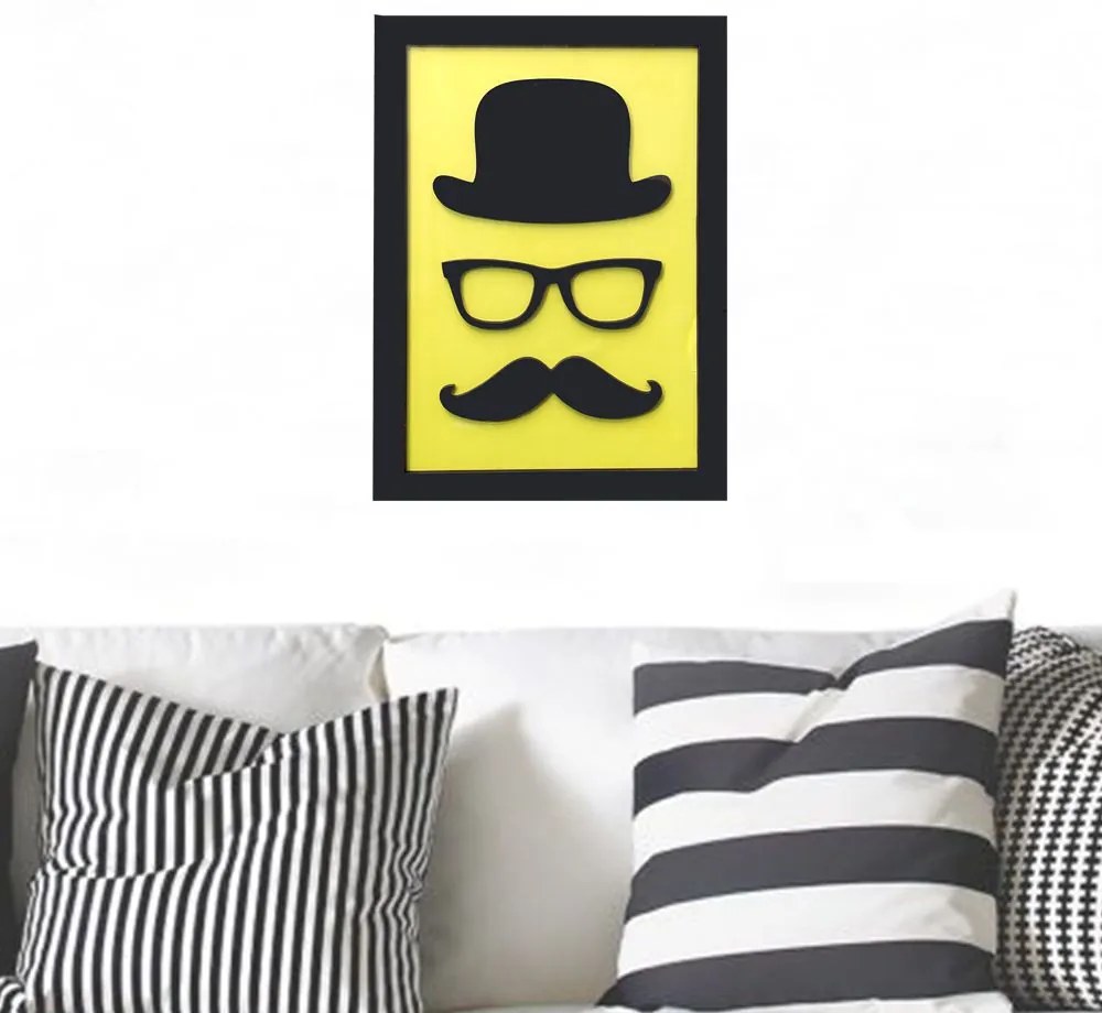 Quadro Decorativo Chapeu Bigode 40x30 - D'Rossi