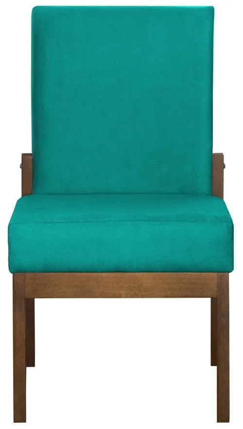 Kit 02 Cadeiras de Jantar Helena Suede Azul Tiffany - Decorar Estofados