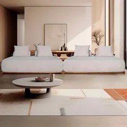 Sofá 6 Lugares Ilha 2 Módulos 220cm Viero S06 Boucle Bege - Mpozenato
