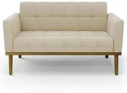 Sofá Namoradeira e 2 Poltronas Base Madeira Castanho Ana Suede Bege -