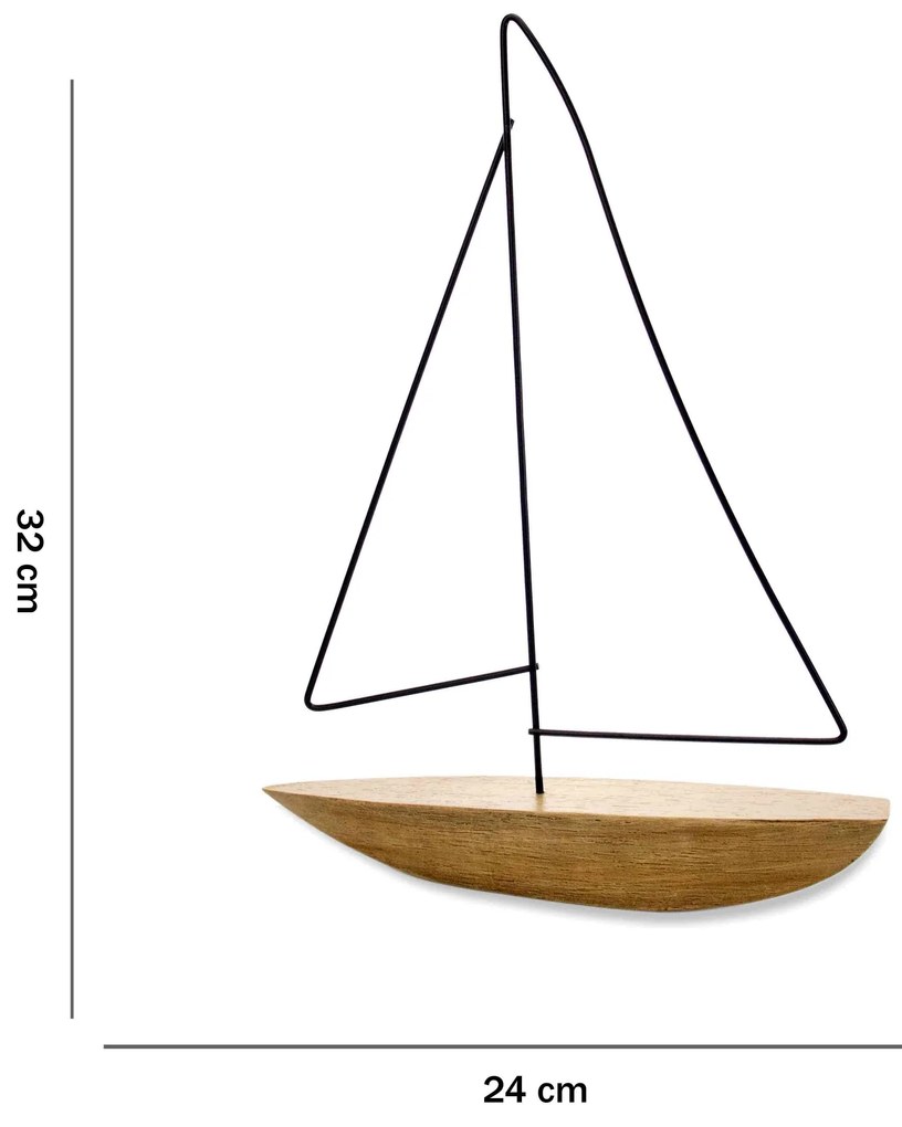 Escultura Decorativo Barco Poliresina Madeira 32x24x5 cm M02 - D'Rossi