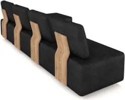 Sofá 4 Lugares Com Chaise 296cm Rovier Sintético Preto Z32 - Mpozenato