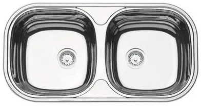 Cuba Tramontina Isis 2C 34 BS em Aço Inox Alto Brilho 78 x 40 cm Prime com Válvulas