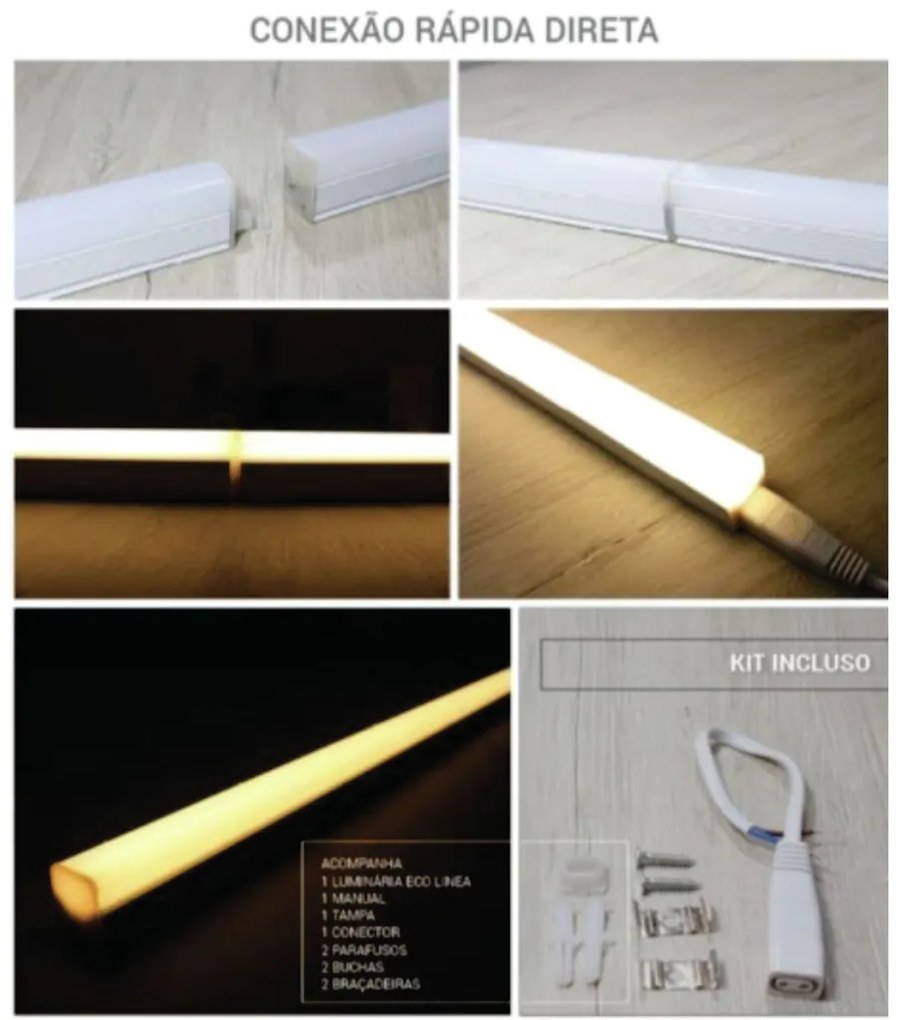 Luminária Linea Slim T5 16W Led 3000K Bivolt 117,3X3,5X2,2Cm | Opus Ec...