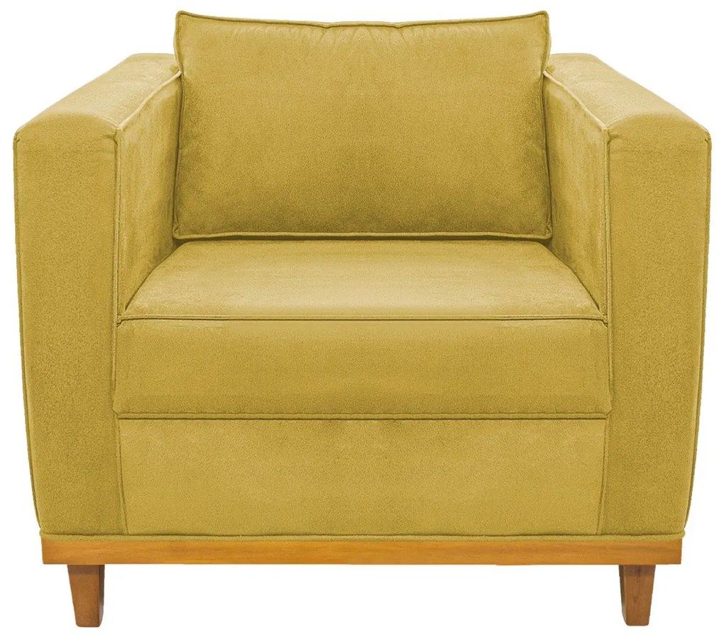 Poltrona Decorativa Europa Suede Amarelo ADJ Decor