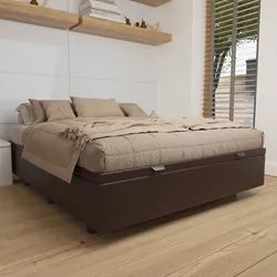Base Box Baú para Cama Casal 138x188cm Liz S05 Sintético Marrom - Mpoz