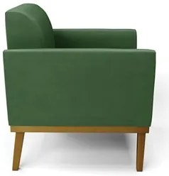 Sofá Namoradeira e 2 Poltronas Base Madeira Castanho Maressa Suede Ver