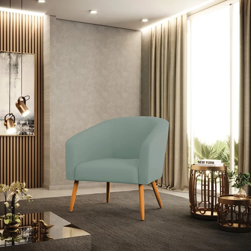 Poltrona Decorativa Pé Palito Castanho Kit 2 Stella Cotelê Int/Veludo D03 - D'Rossi - Menta