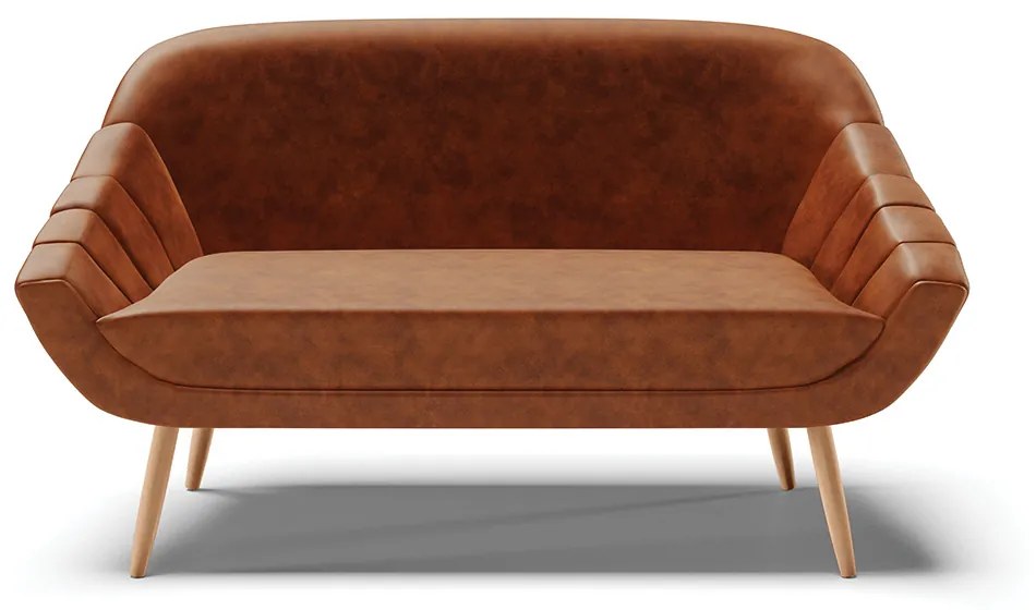 Kit 01 Namoradeira 02 Lugares e 01 Poltrona Giovana Corano Nozes Pés Palito Natural - Indo Decorar