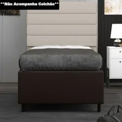 Base para Cama Box Solteiro 88x188cm Hit Z04 Sintético Marrom - Mpozen