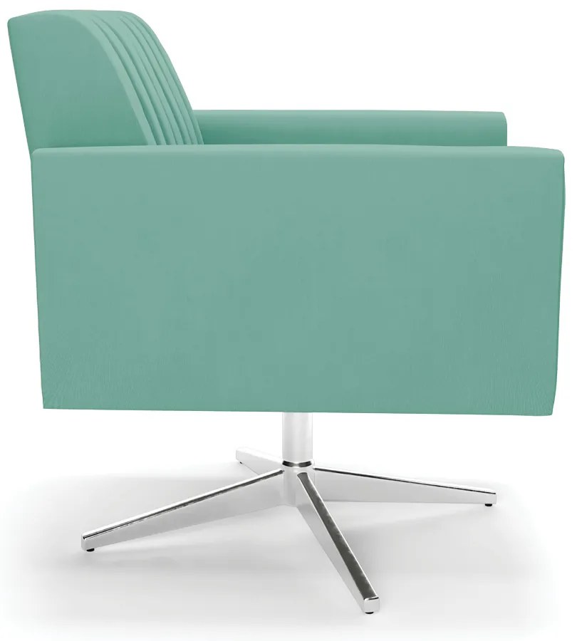 Poltrona Giratória Viena Gomada Suede Base Cromada D03 - D'Rossi - Azul Turquesa