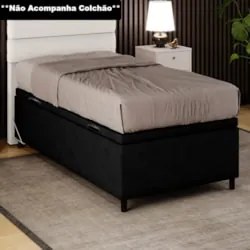 Base para Cama Box Baú Solteiro 88x188cm Hit Z04 Suede Preto - Mpozena