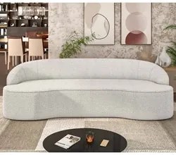 Sofá 2 Lugares para Sala de Estar Living 150cm Theo D06 Bouclê Creme -